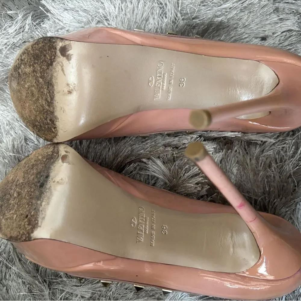 Valentino logo stud open toe shoes baby doll pump Rockstud Platform heels